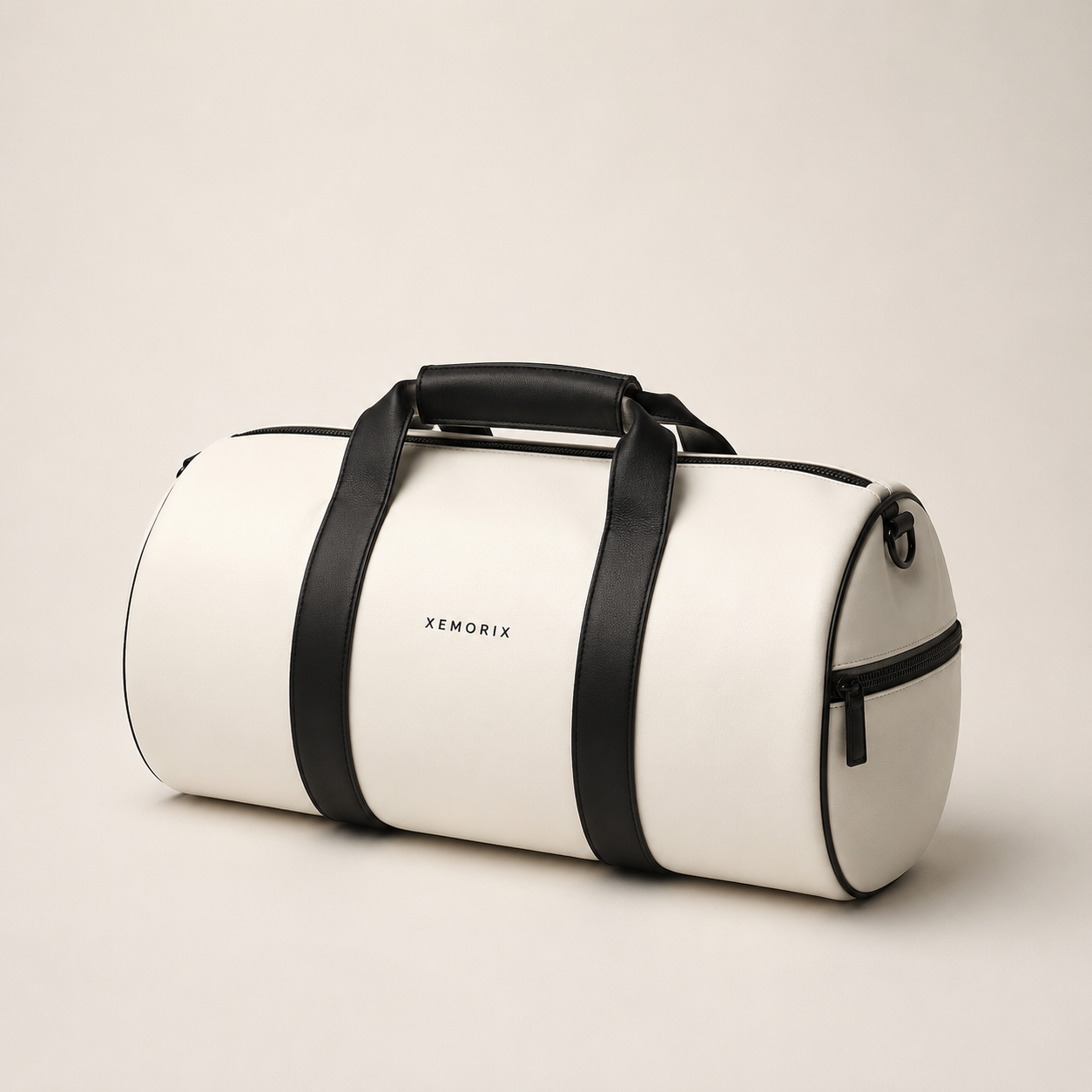 XEMORIX XMRX-026 Signature Duffel Bag — White & Black Travel Duffel