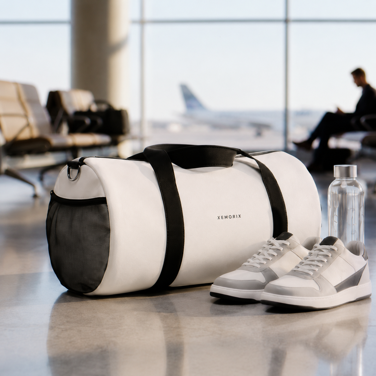 XEMORIX XMRX-026 Signature Duffel Bag — White & Black Travel Duffel