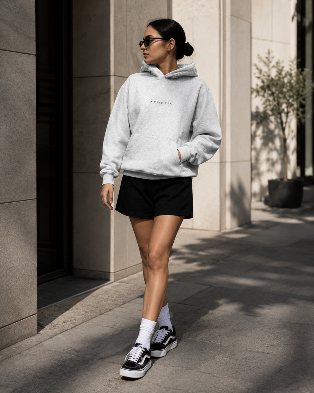 XEMORIX XMRX-007 Simple Monogram Zip Hoodie — Black Edition