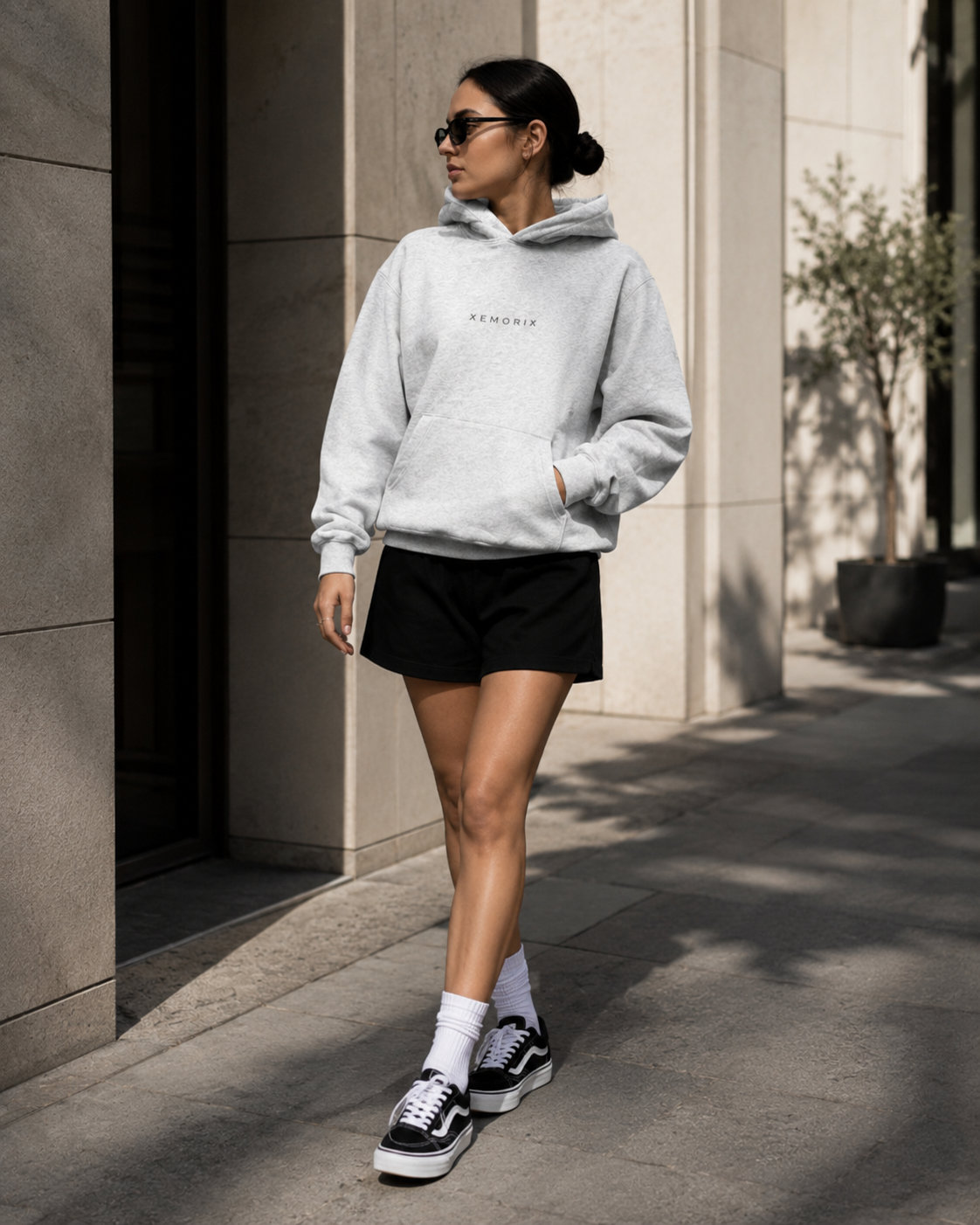 XEMORIX XMRX-007 Simple Monogram Zip Hoodie — Black Edition