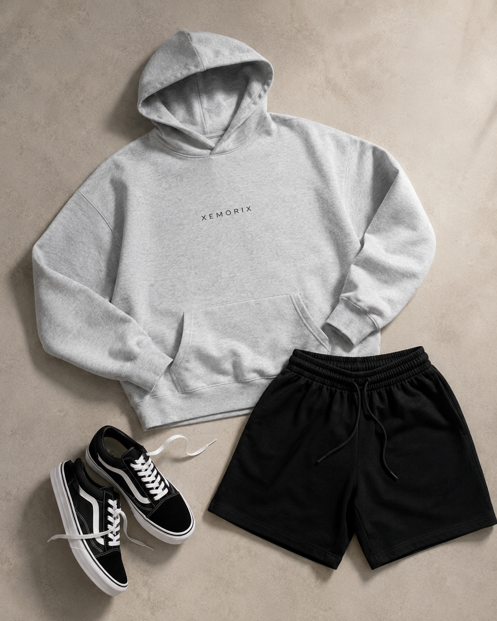 XEMORIX XMRX-007 Simple Monogram Zip Hoodie — Black Edition