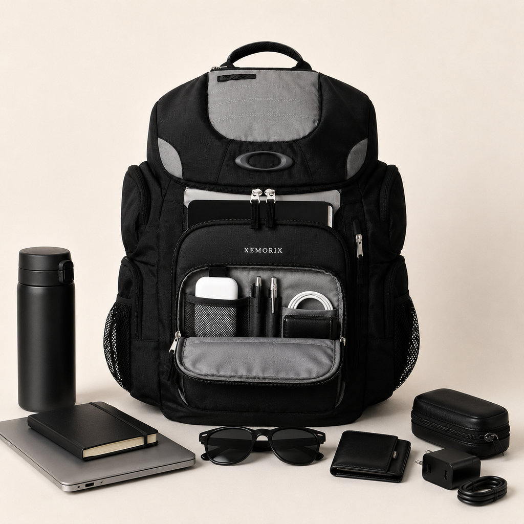 XEMORIX XMRX-038 Signature Enduro 2.0 Backpack —30L Utility Travel Backpack (Black & Gray)