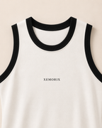 XEMORIX XMRX-050 Essential Crop Tank — White & Black Edition