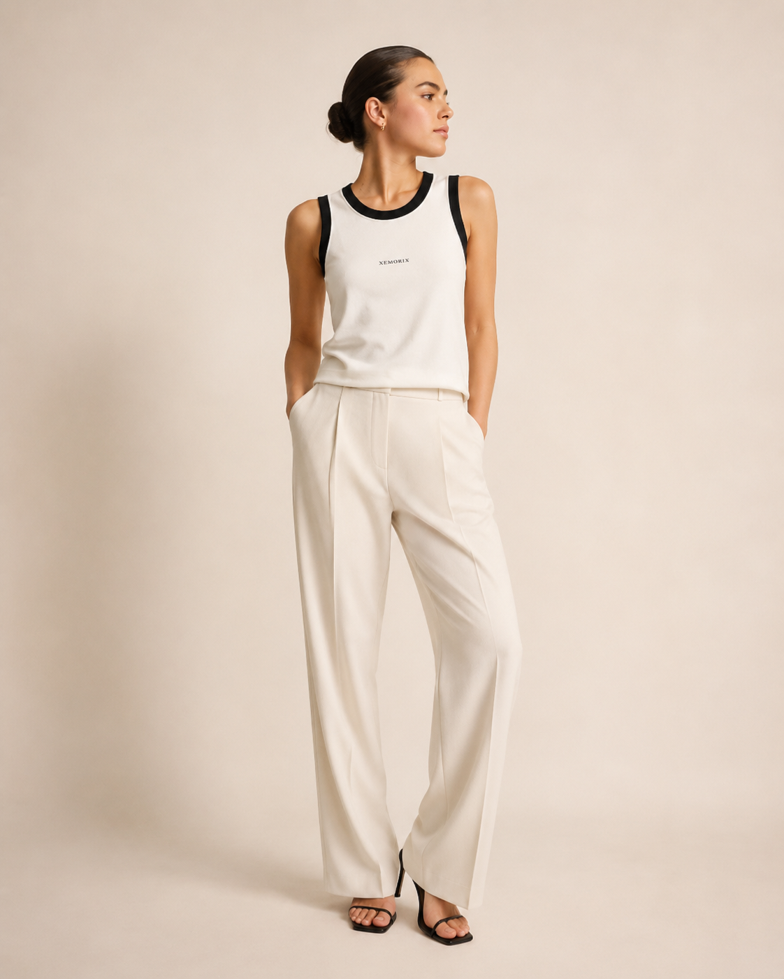 XEMORIX XMRX-050 Essential Crop Tank — White & Black Edition