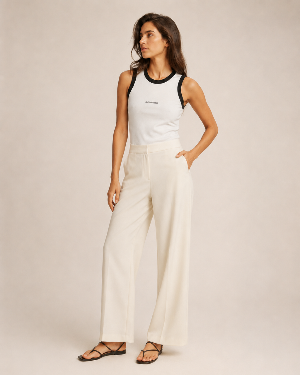 XEMORIX XMRX-050 Essential Crop Tank — White & Black Edition