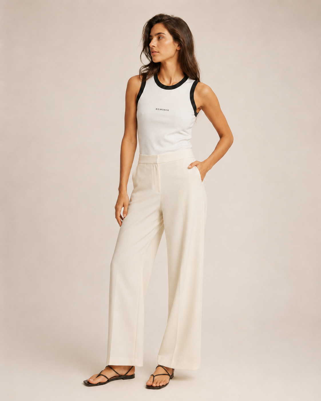 XEMORIX XMRX-050 Essential Crop Tank — White & Black Edition