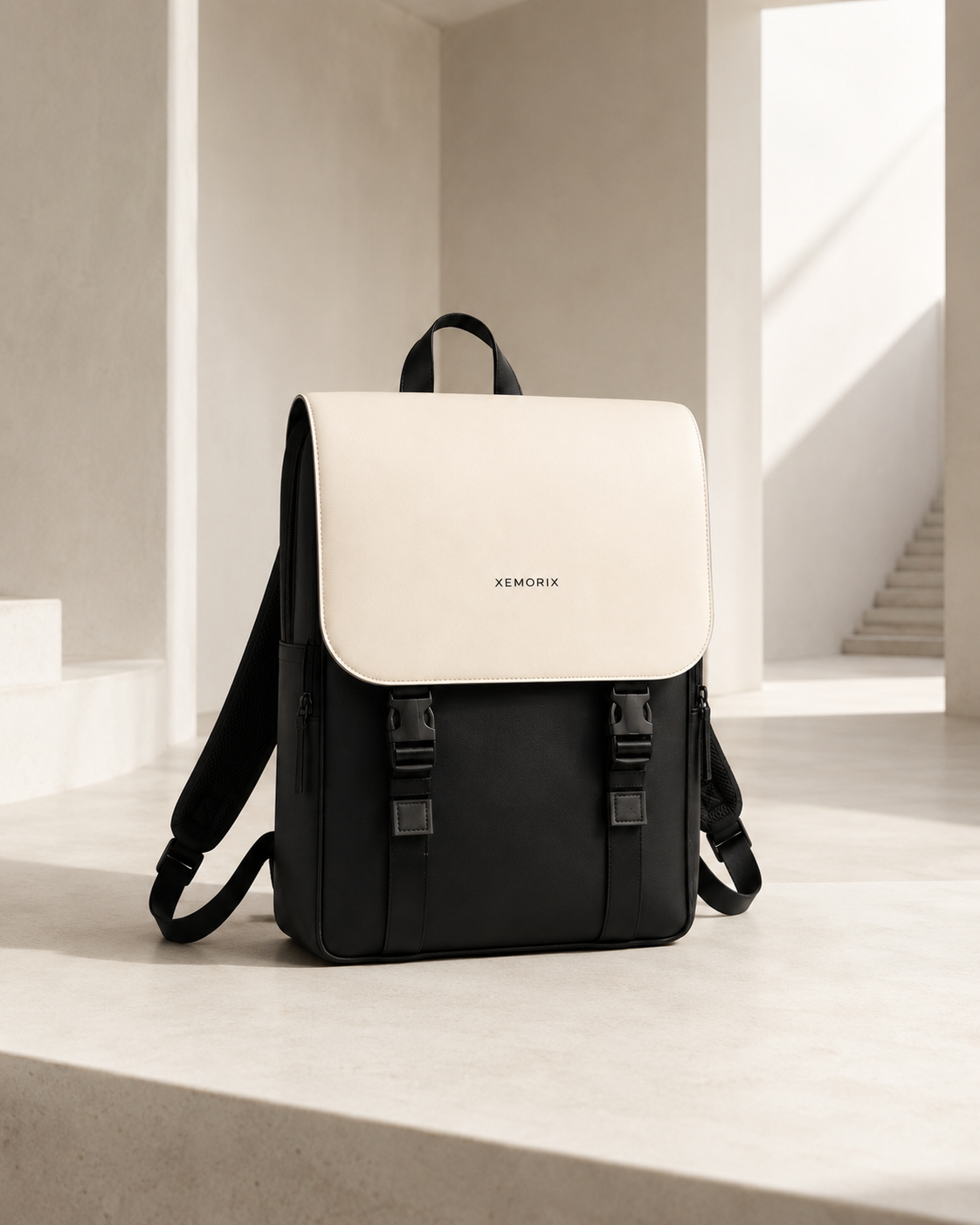 XEMORIX XMRX-028 Signature Backpack — White & Black Travel Backpack
