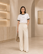 XEMORIX XMRX-039 Signature Ringer T-Shirt in white with black collar and sleeve trim
