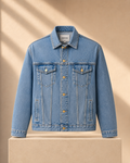 XEMORIX XMRX-079 Essential Signature Men’s Denim Jacket in classic light wash denim