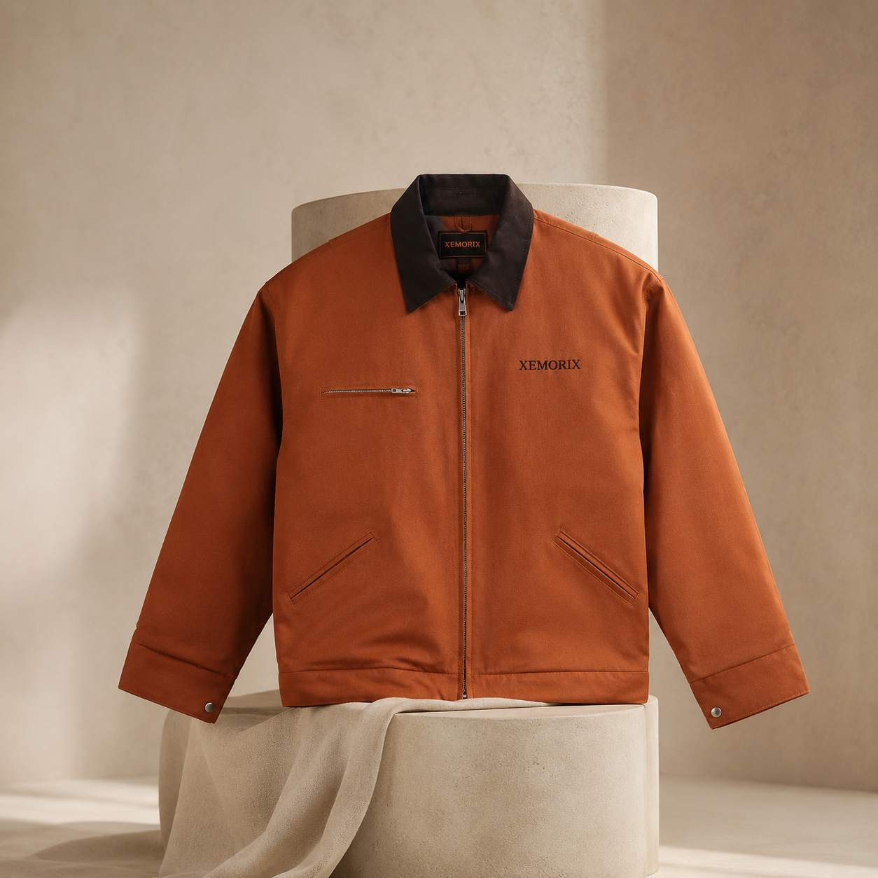 XEMORIX XMRX-069 Signature Duck Cloth Work Jacket — Brown Edition