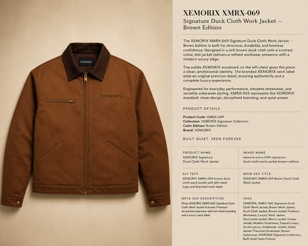 XEMORIX XMRX-069 Signature Duck Cloth Work Jacket — Brown Edition